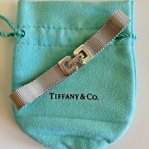 RARE Tiffany & Co. Somerset 925 Silver Mesh Bangle Bracelet w/ Buckle